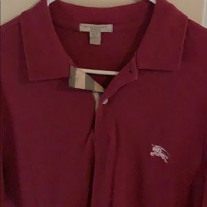 Red Burberry Polo Size L